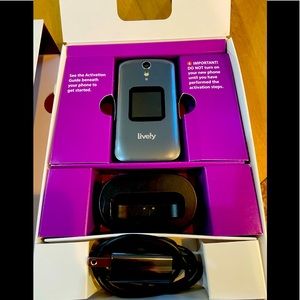 Brand new Lively flip phone with accessories